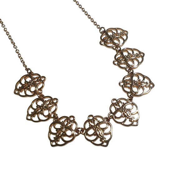 Vintage Charming Charlie Gold Tone Floral Necklace Adjustable Chain Link Gift - Picture 1 of 4